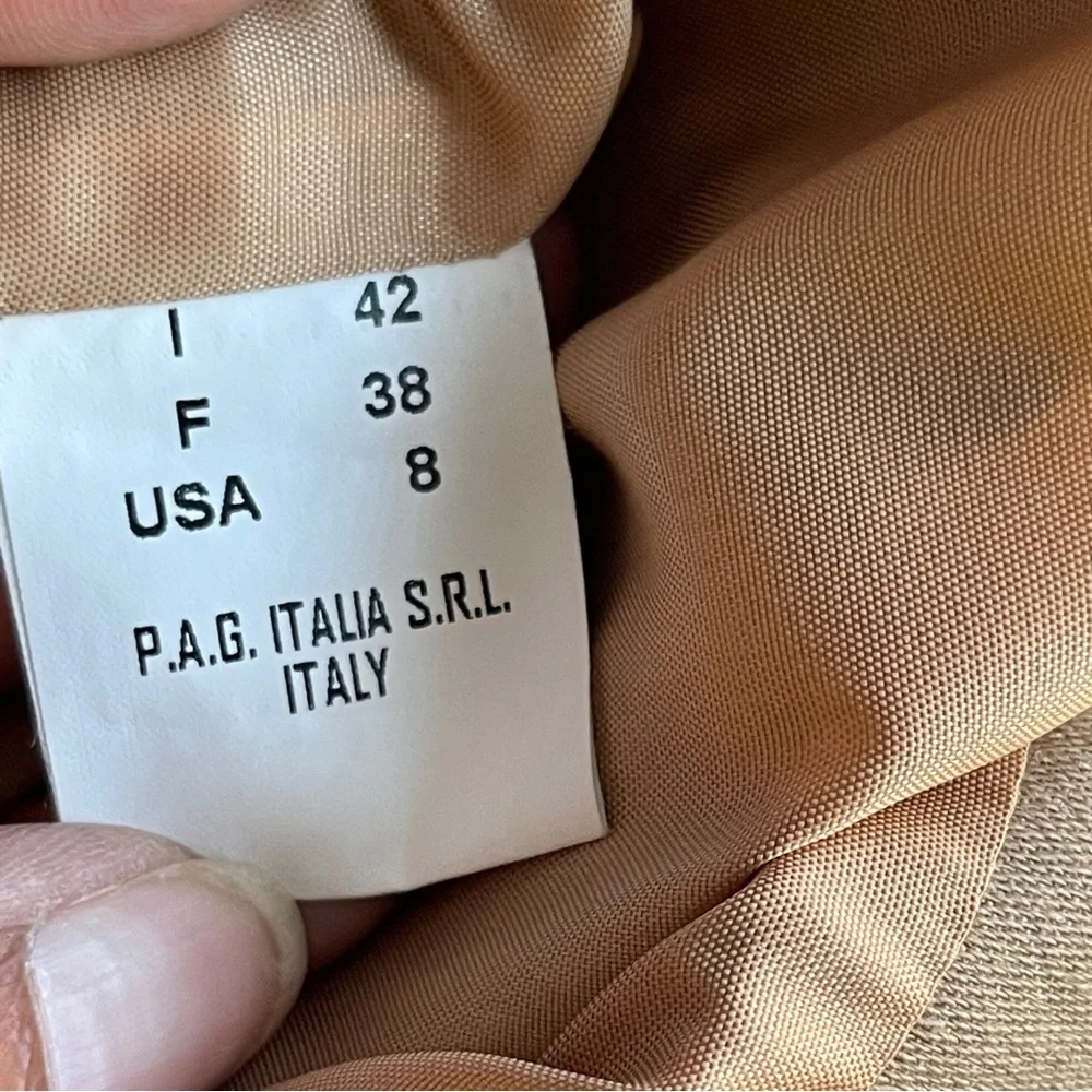 PIER ANTONIO GASPARI | Tan Geometric A-line Pencil Skirt Sz 8 - Picture 6 of 7